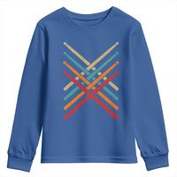 Retro Vintage Drummer Youth Sweatshirt 70s 80s Distressed Drum Sticks - Wonder Print Shop