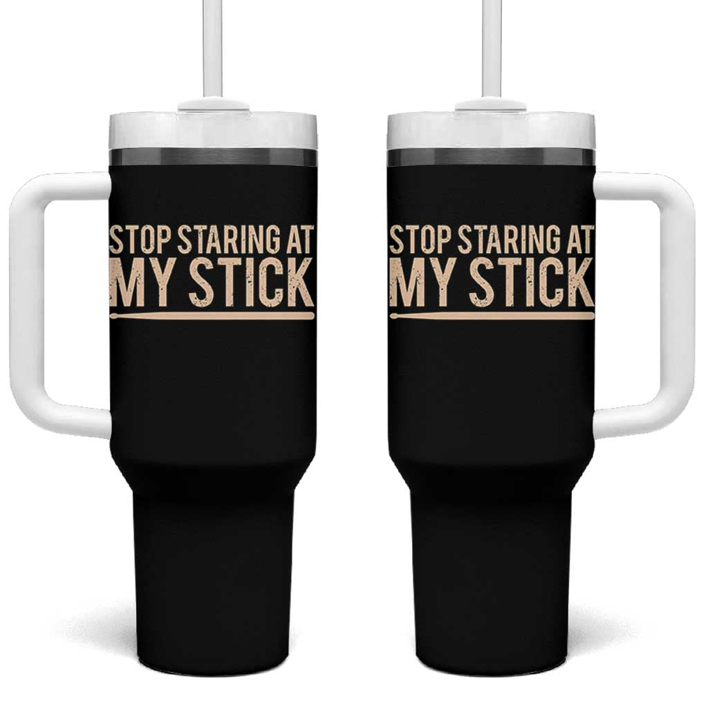 Funny Drumming Tumbler With Handle Stop Staring At My Stick Drummer - Wonder Print Shop
