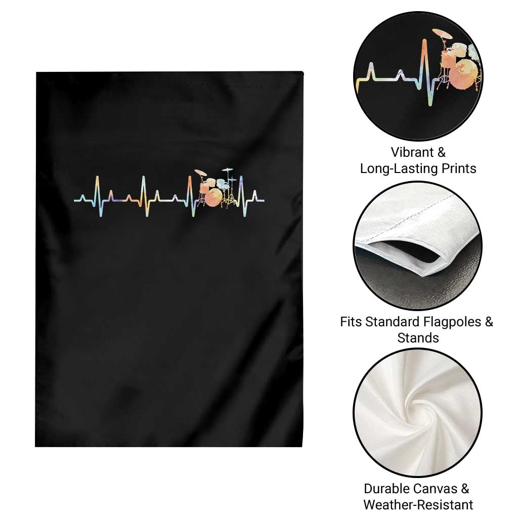 Drums Heartbeat Garden Flag Drummer Percussionist Silhouette - Wonder Print Shop