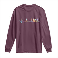 Drums Heartbeat Long Sleeve Shirt Drummer Percussionist Silhouette - Wonder Print Shop