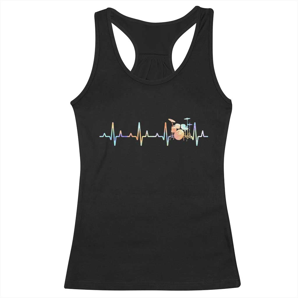 Drums Heartbeat Racerback Tank Top Drummer Percussionist Silhouette - Wonder Print Shop