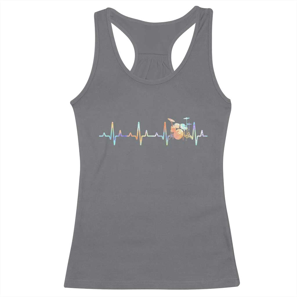 Drums Heartbeat Racerback Tank Top Drummer Percussionist Silhouette - Wonder Print Shop