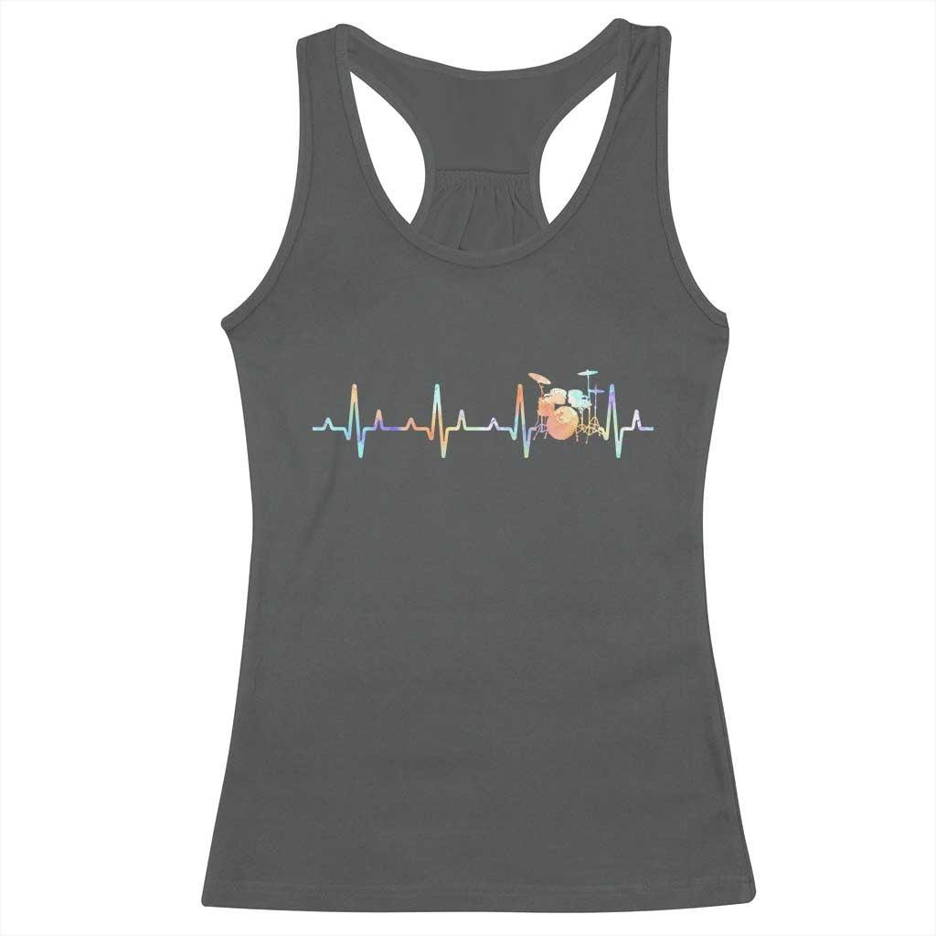 Drums Heartbeat Racerback Tank Top Drummer Percussionist Silhouette - Wonder Print Shop
