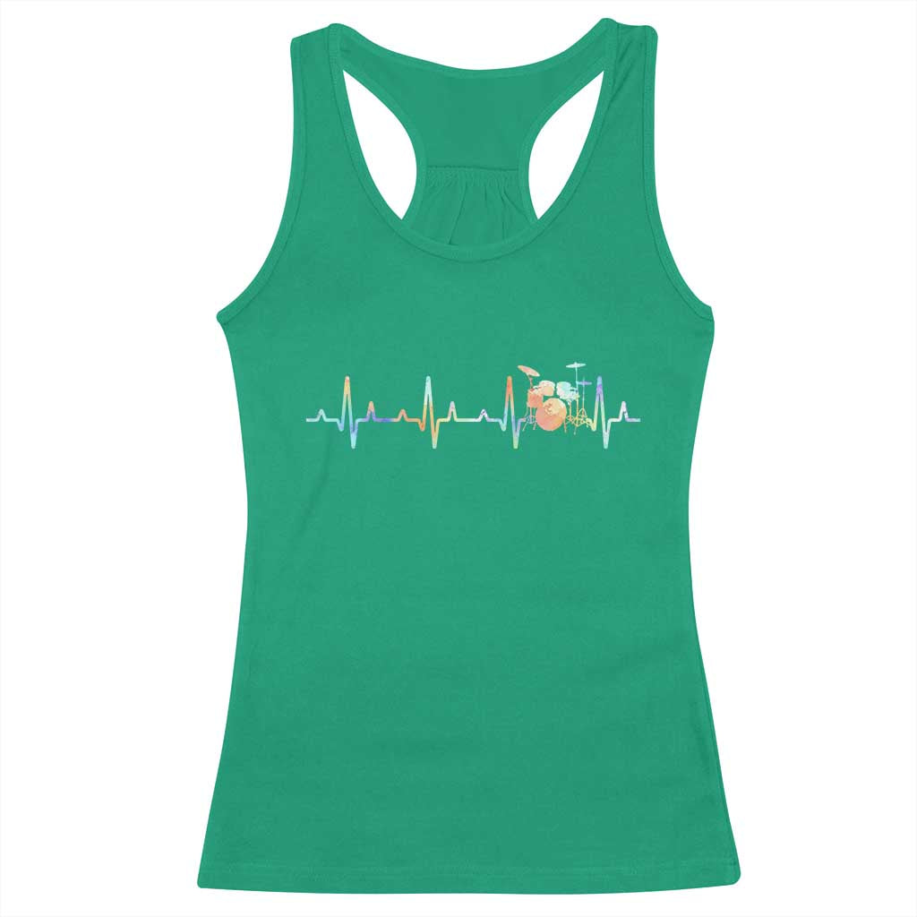 Drums Heartbeat Racerback Tank Top Drummer Percussionist Silhouette - Wonder Print Shop