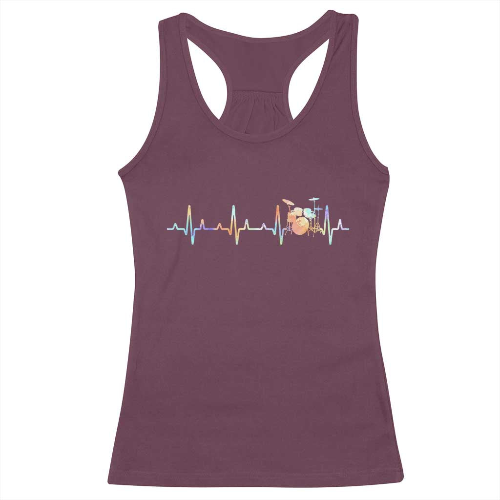 Drums Heartbeat Racerback Tank Top Drummer Percussionist Silhouette - Wonder Print Shop
