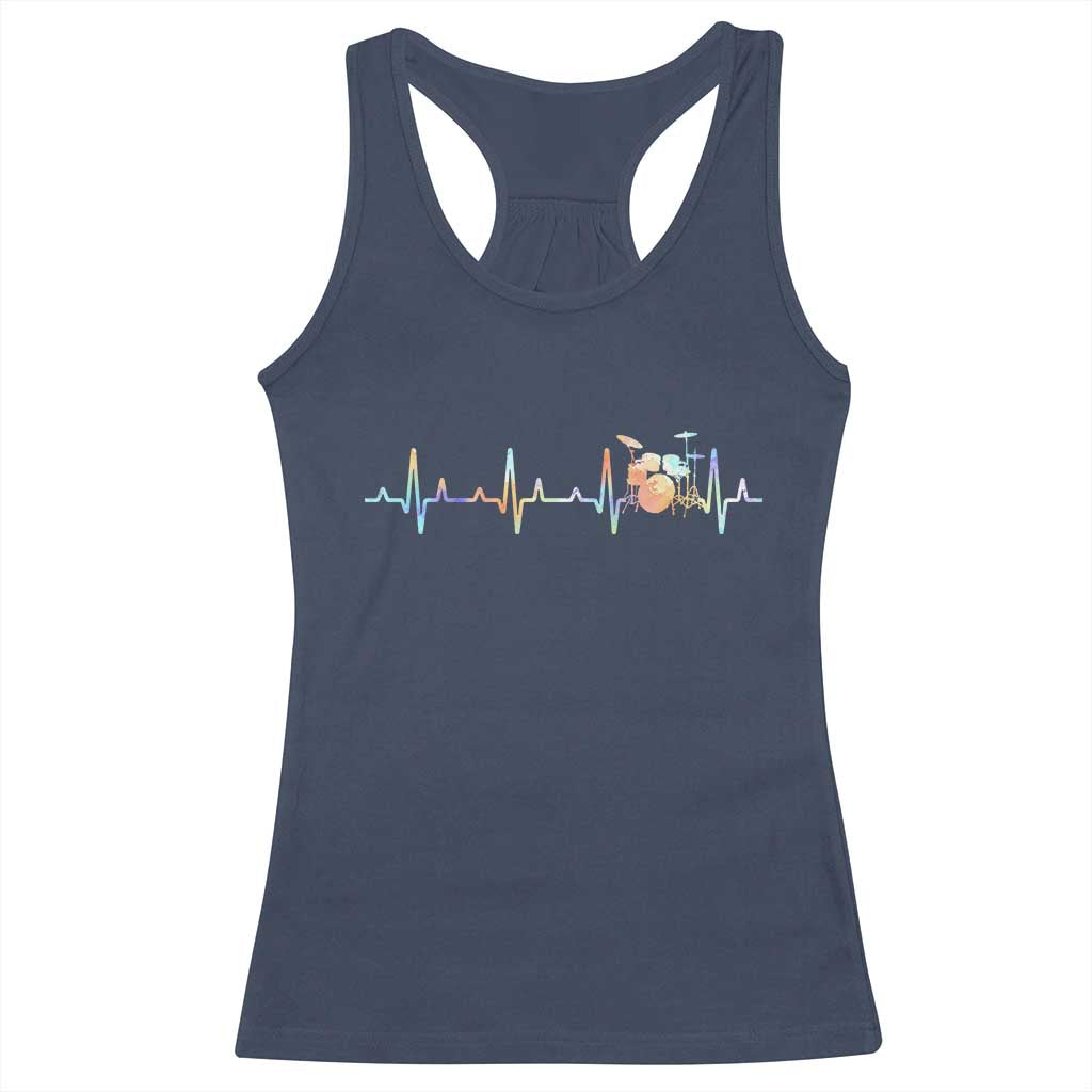 Drums Heartbeat Racerback Tank Top Drummer Percussionist Silhouette - Wonder Print Shop