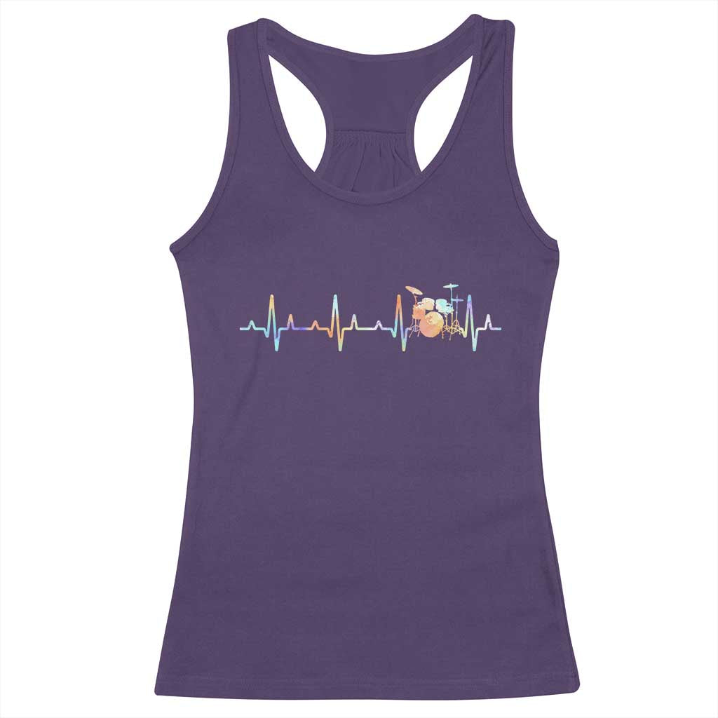 Drums Heartbeat Racerback Tank Top Drummer Percussionist Silhouette - Wonder Print Shop