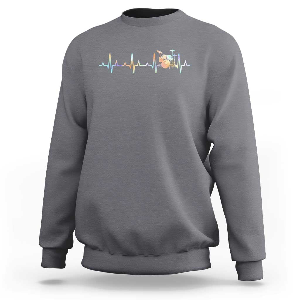 Drums Heartbeat Sweatshirt Drummer Percussionist Silhouette - Wonder Print Shop