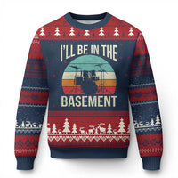 Funny Drummer Ugly Christmas Sweater Drum Set Drumming Lovers I'll Be In The Basement - Wonder Print Shop