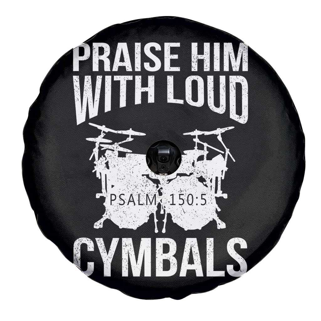 Christian Drummer Spare Tire Cover Praise Him With Loud Cymbals Drumming Psalm 150:3 - Wonder Print Shop