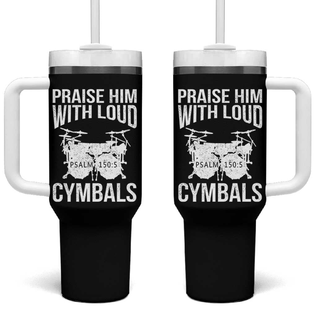 Christian Drummer Tumbler With Handle Praise Him With Loud Cymbals Drumming Psalm 150:3 - Wonder Print Shop