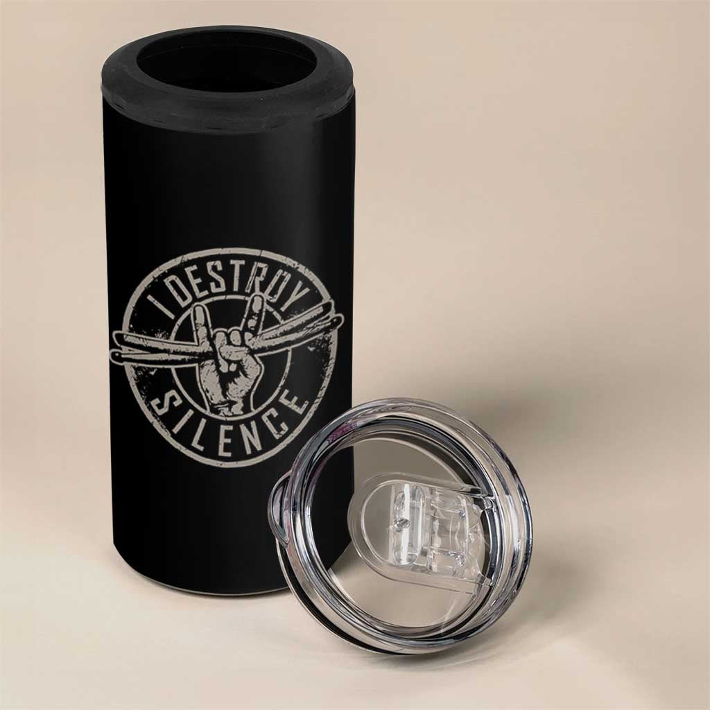 Funny Drummer 4 in 1 Can Cooler Tumbler Musician Gift Percussion Lover - Wonder Print Shop
