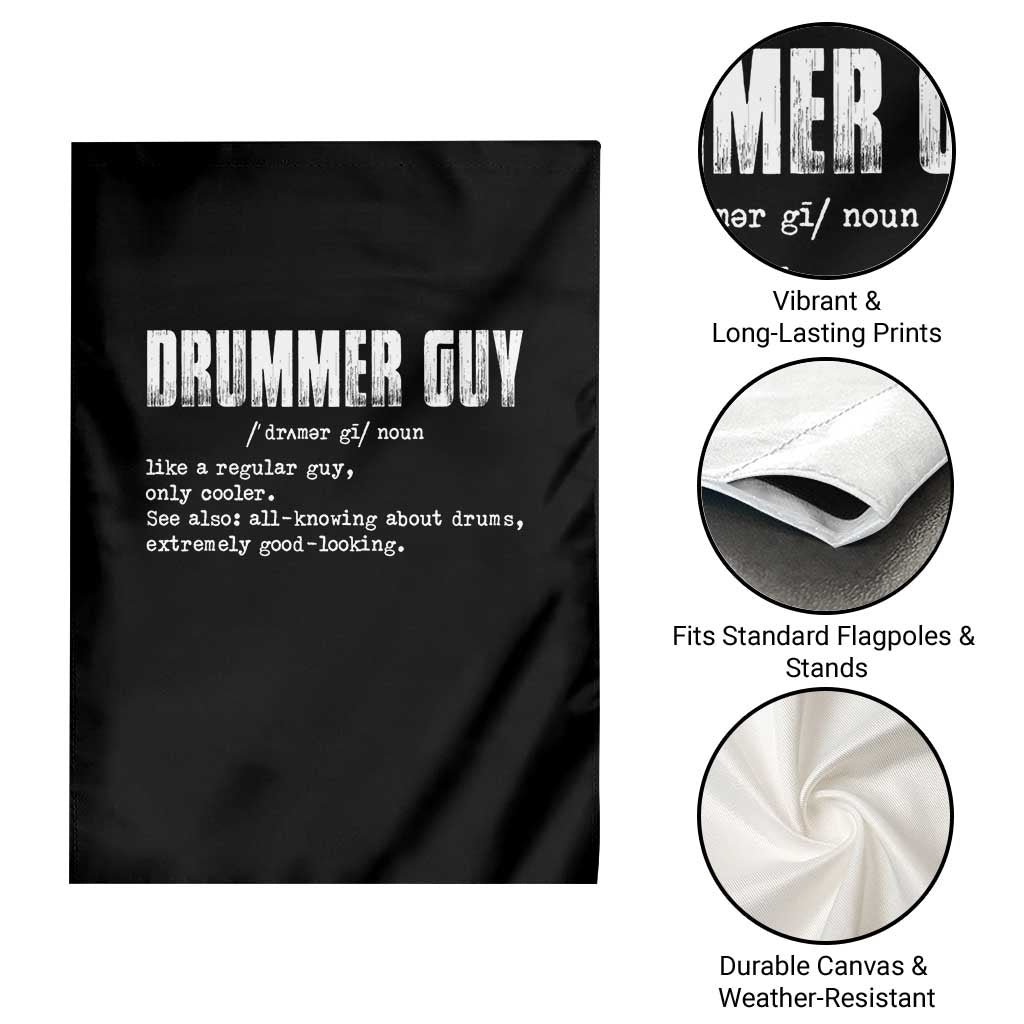 Funny Drummer Guy Garden Flag Definition Vintage Drums Drumming - Wonder Print Shop