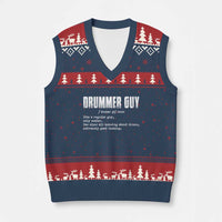 Funny Drummer Guy V-Neck Knit Sweater Vest Definition Vintage Drums Drumming - Wonder Print Shop