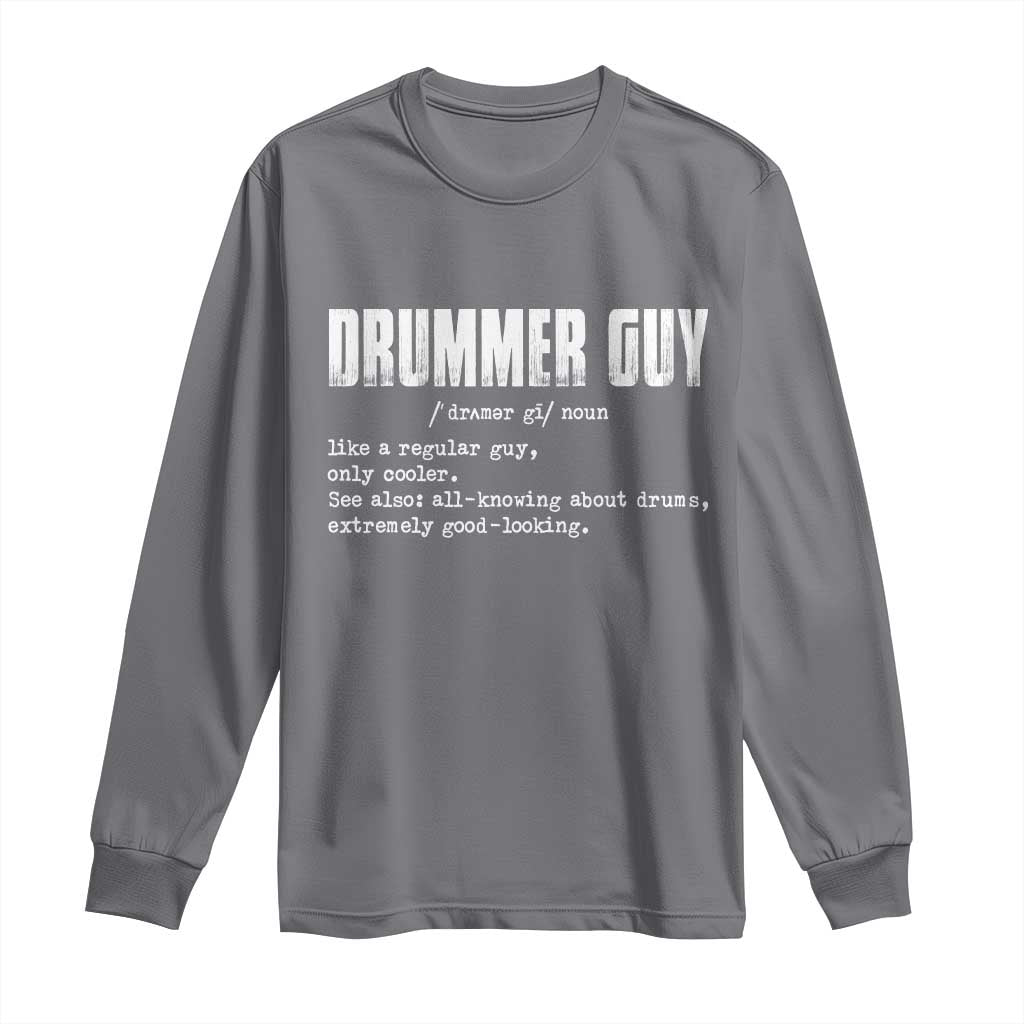 Funny Drummer Guy Long Sleeve Shirt Definition Vintage Drums Drumming - Wonder Print Shop