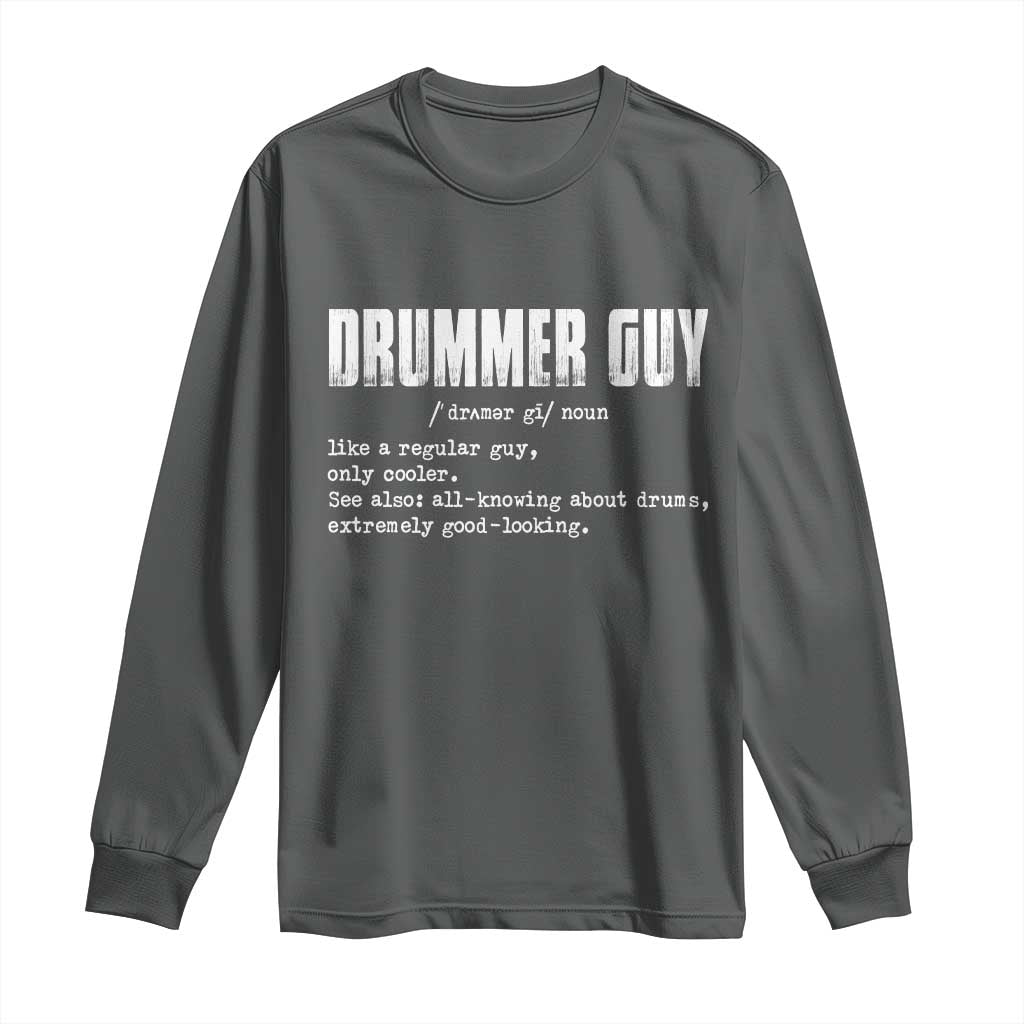 Funny Drummer Guy Long Sleeve Shirt Definition Vintage Drums Drumming - Wonder Print Shop