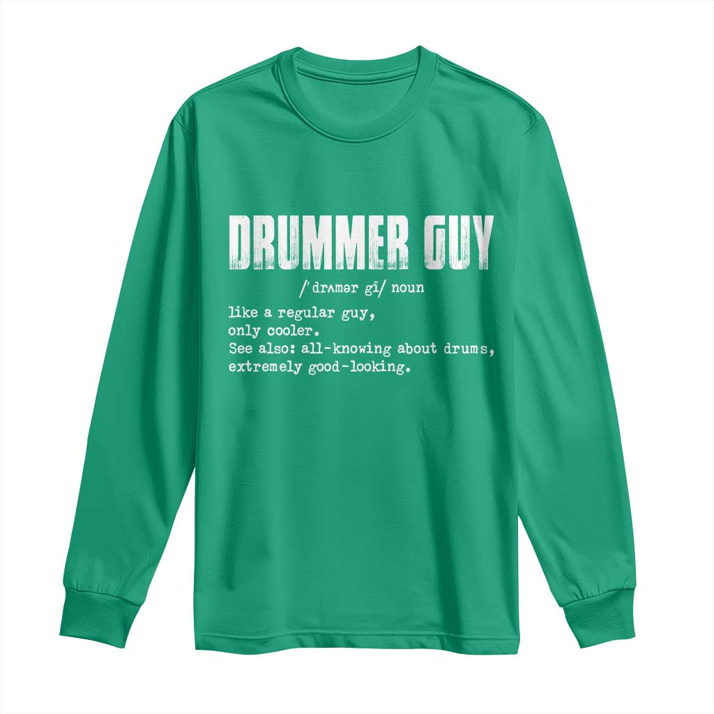 Funny Drummer Guy Long Sleeve Shirt Definition Vintage Drums Drumming - Wonder Print Shop
