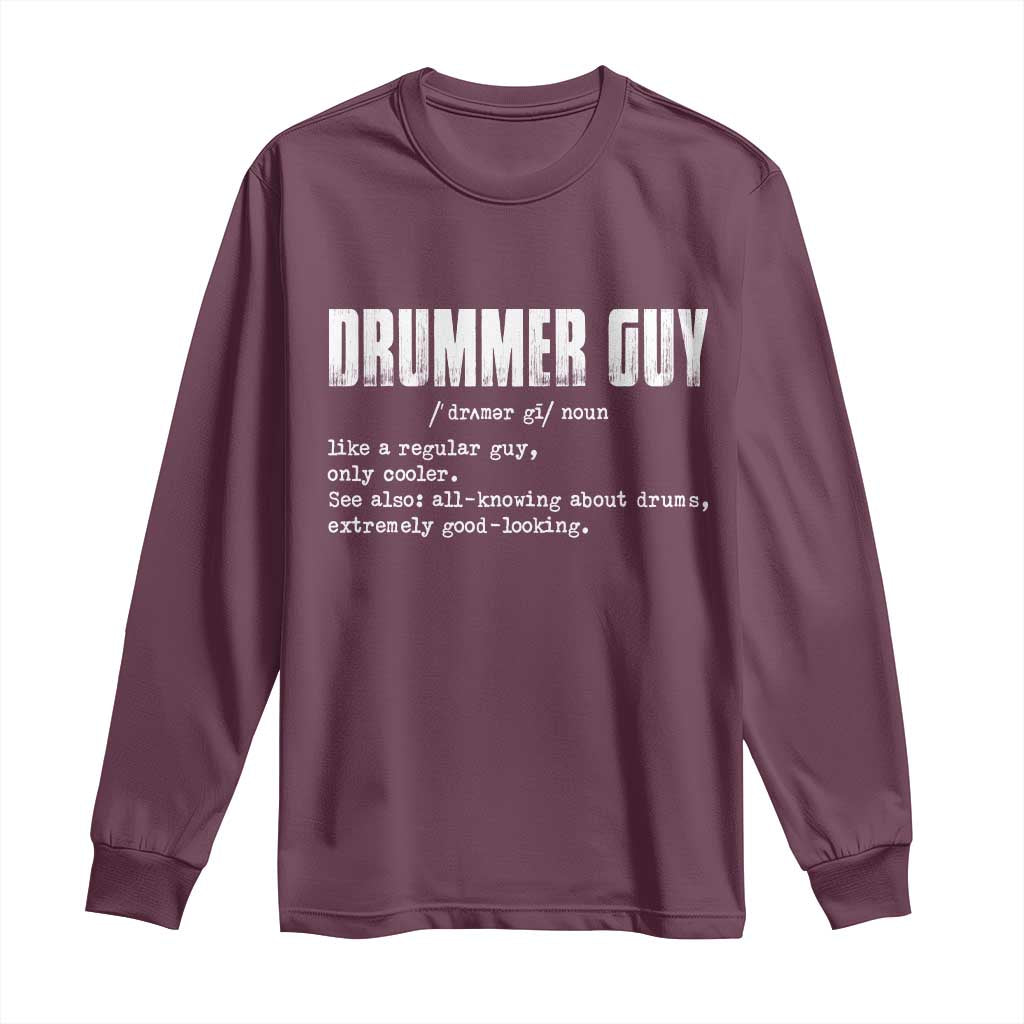 Funny Drummer Guy Long Sleeve Shirt Definition Vintage Drums Drumming - Wonder Print Shop