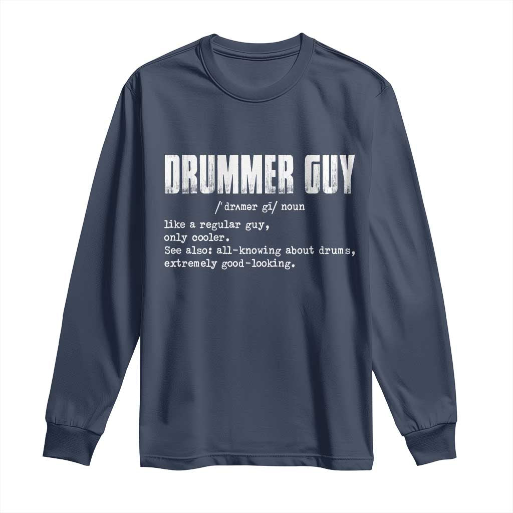 Funny Drummer Guy Long Sleeve Shirt Definition Vintage Drums Drumming - Wonder Print Shop
