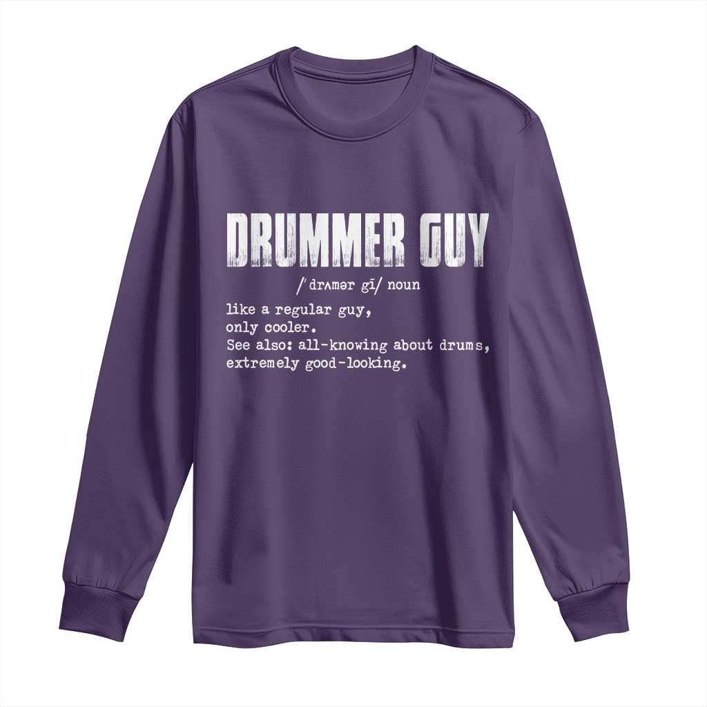 Funny Drummer Guy Long Sleeve Shirt Definition Vintage Drums Drumming - Wonder Print Shop