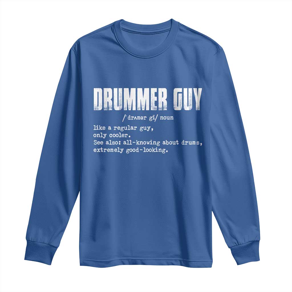 Funny Drummer Guy Long Sleeve Shirt Definition Vintage Drums Drumming - Wonder Print Shop