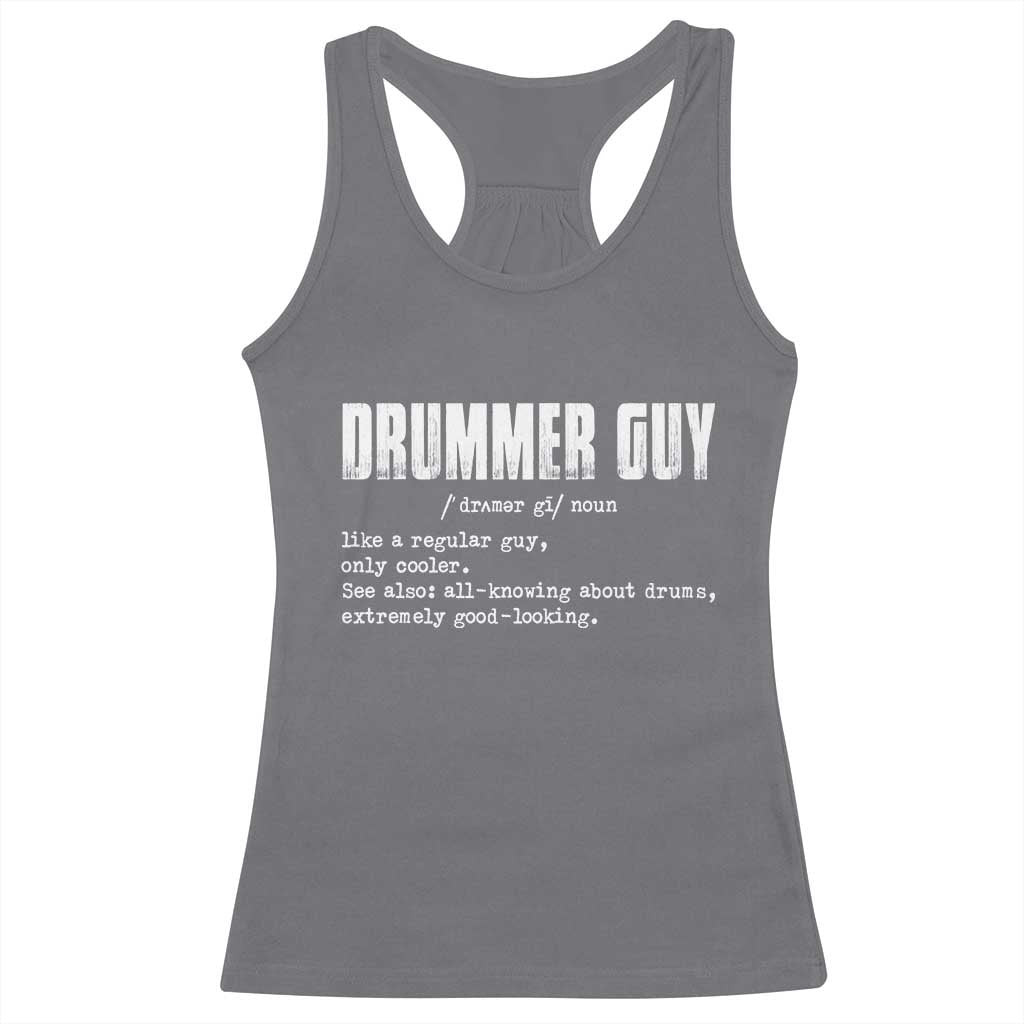 Funny Drummer Guy Racerback Tank Top Definition Vintage Drums Drumming - Wonder Print Shop