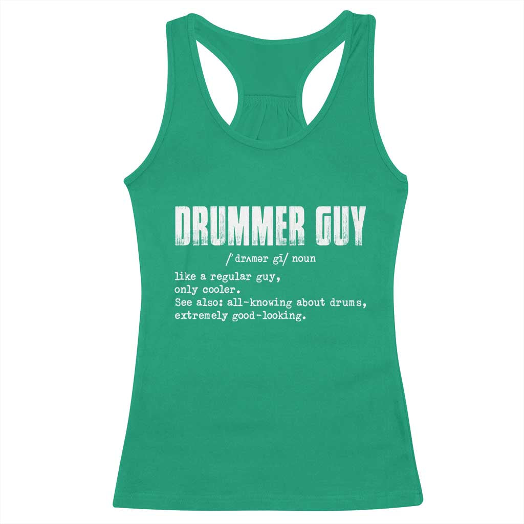 Funny Drummer Guy Racerback Tank Top Definition Vintage Drums Drumming - Wonder Print Shop