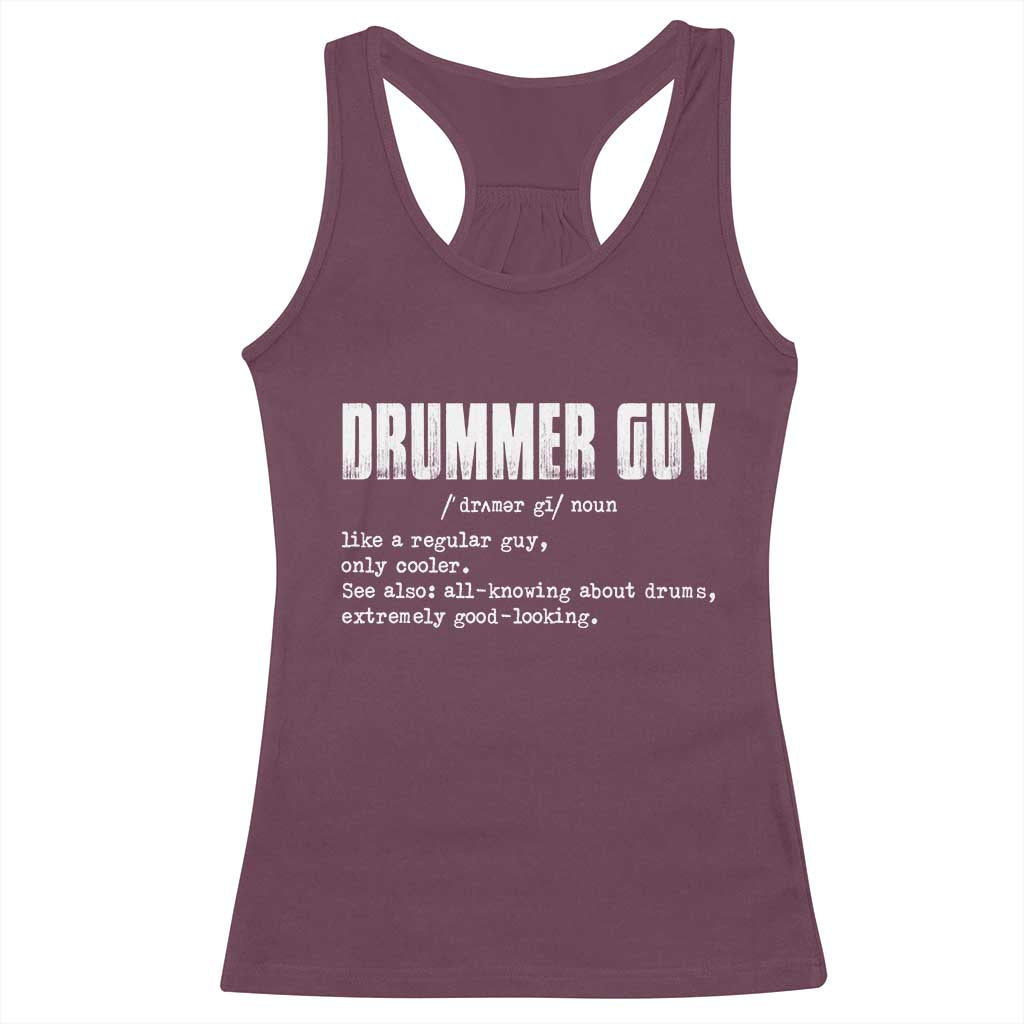 Funny Drummer Guy Racerback Tank Top Definition Vintage Drums Drumming - Wonder Print Shop