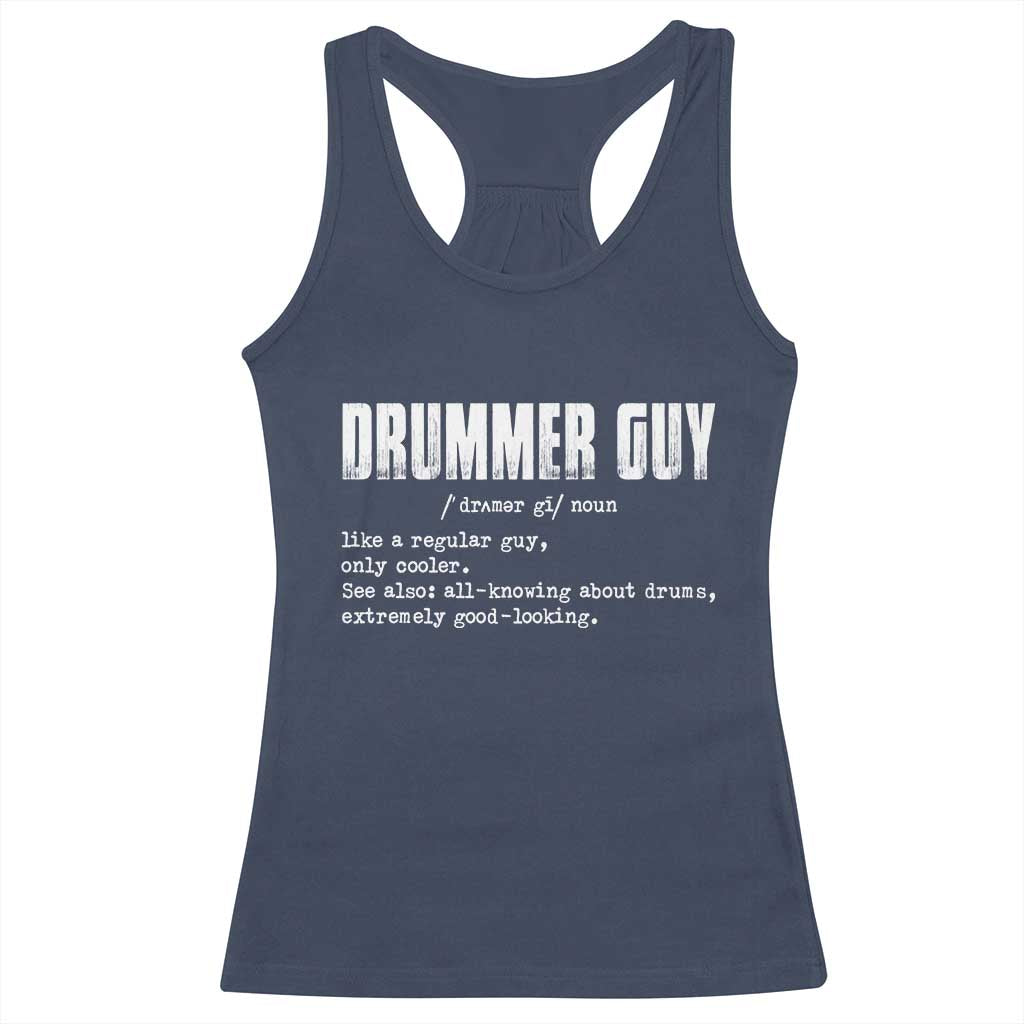 Funny Drummer Guy Racerback Tank Top Definition Vintage Drums Drumming - Wonder Print Shop