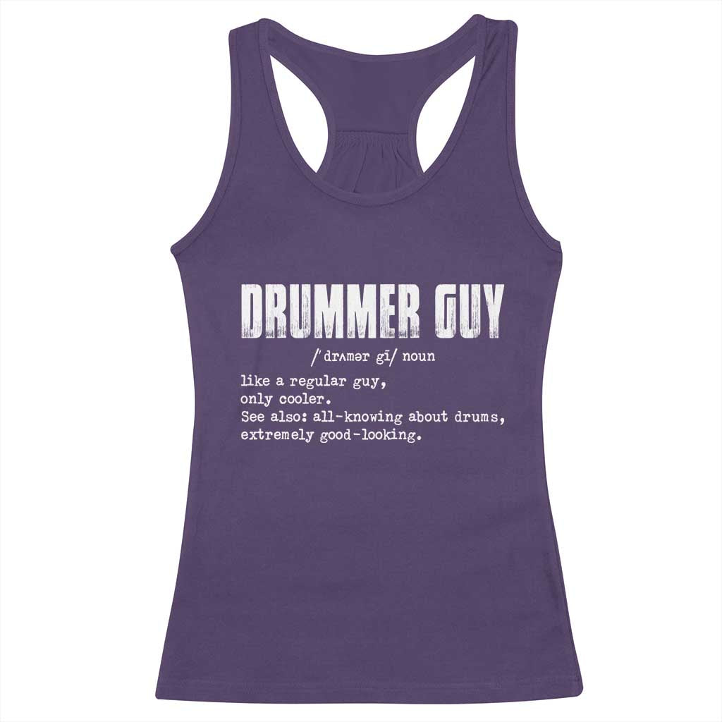 Funny Drummer Guy Racerback Tank Top Definition Vintage Drums Drumming - Wonder Print Shop