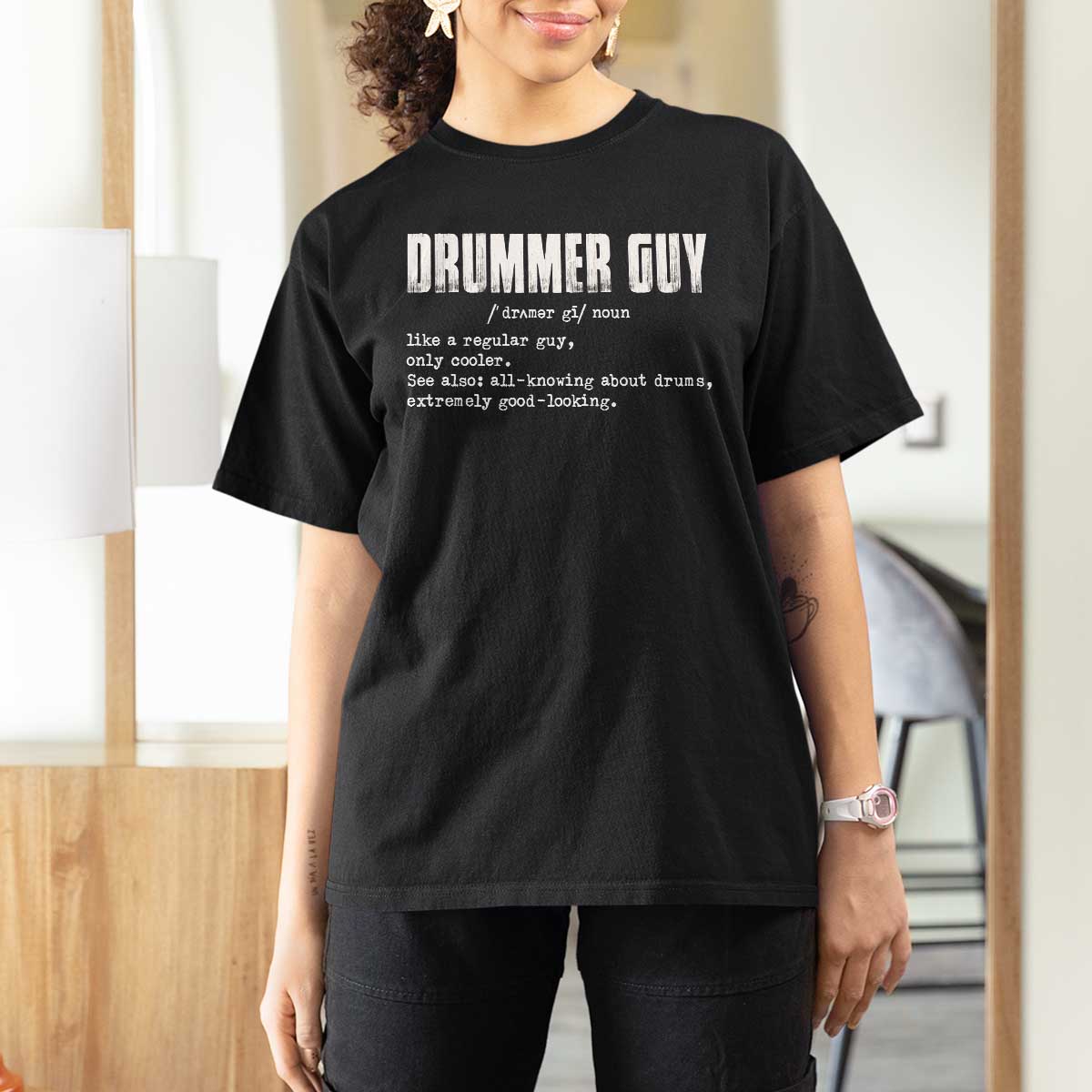Funny Drummer Guy T Shirt For Women Definition Vintage Drums Drumming - Wonder Print Shop