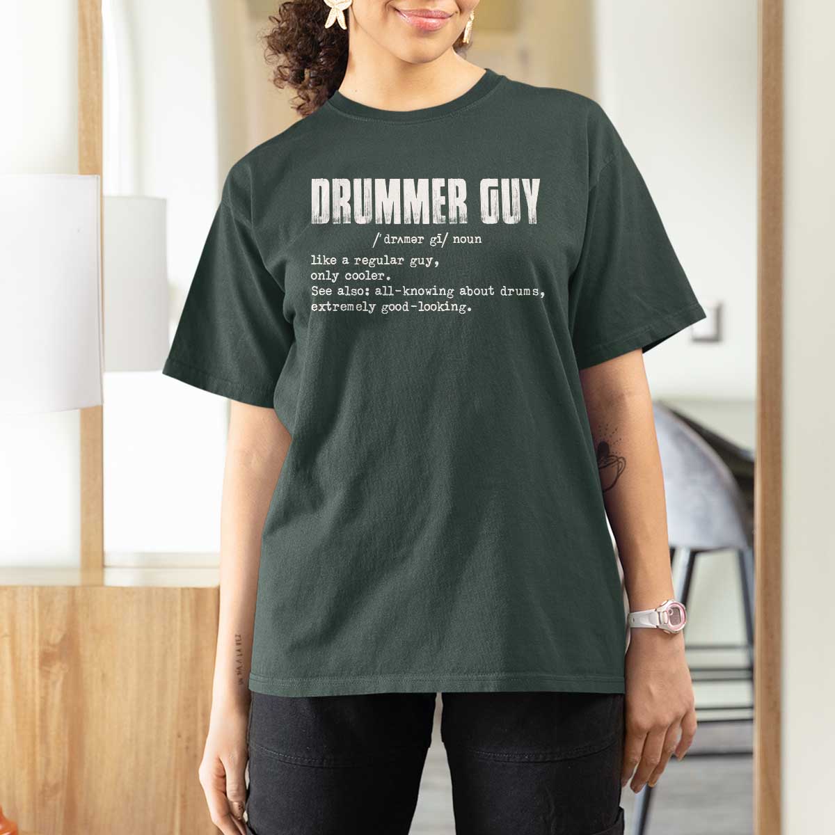 Funny Drummer Guy T Shirt For Women Definition Vintage Drums Drumming - Wonder Print Shop
