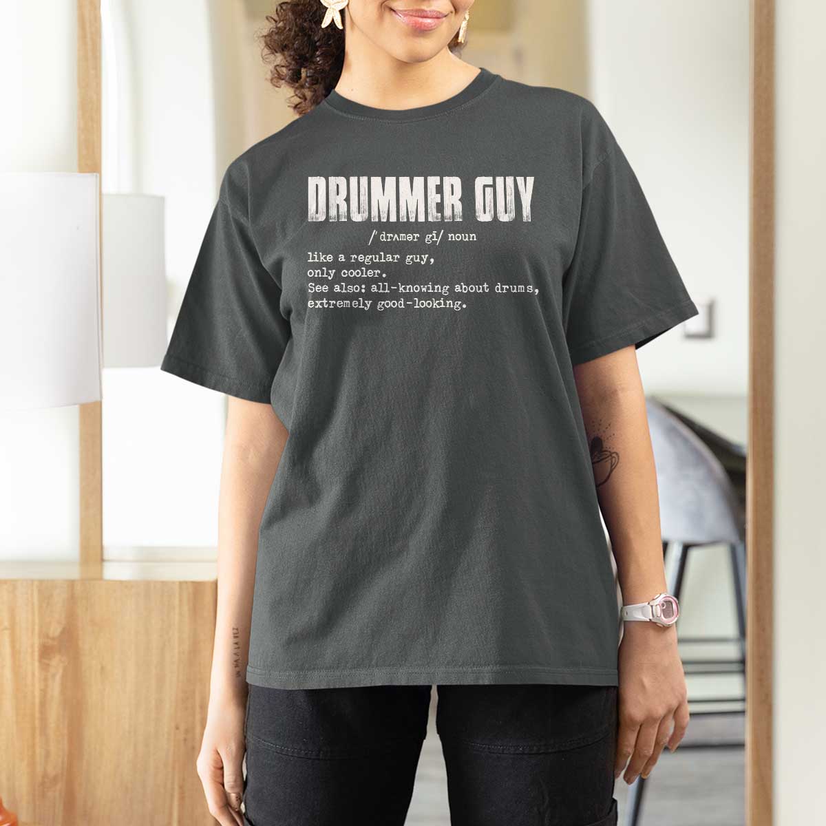 Funny Drummer Guy T Shirt For Women Definition Vintage Drums Drumming - Wonder Print Shop
