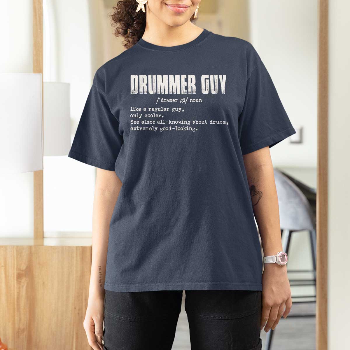Funny Drummer Guy T Shirt For Women Definition Vintage Drums Drumming - Wonder Print Shop