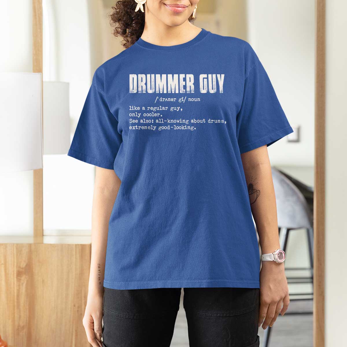 Funny Drummer Guy T Shirt For Women Definition Vintage Drums Drumming - Wonder Print Shop