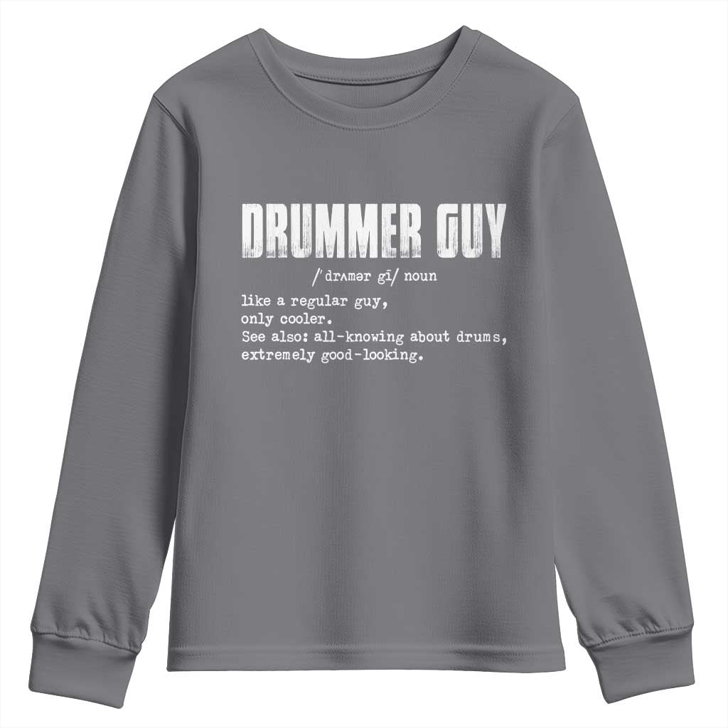 Funny Drummer Guy Youth Sweatshirt Definition Vintage Drums Drumming - Wonder Print Shop