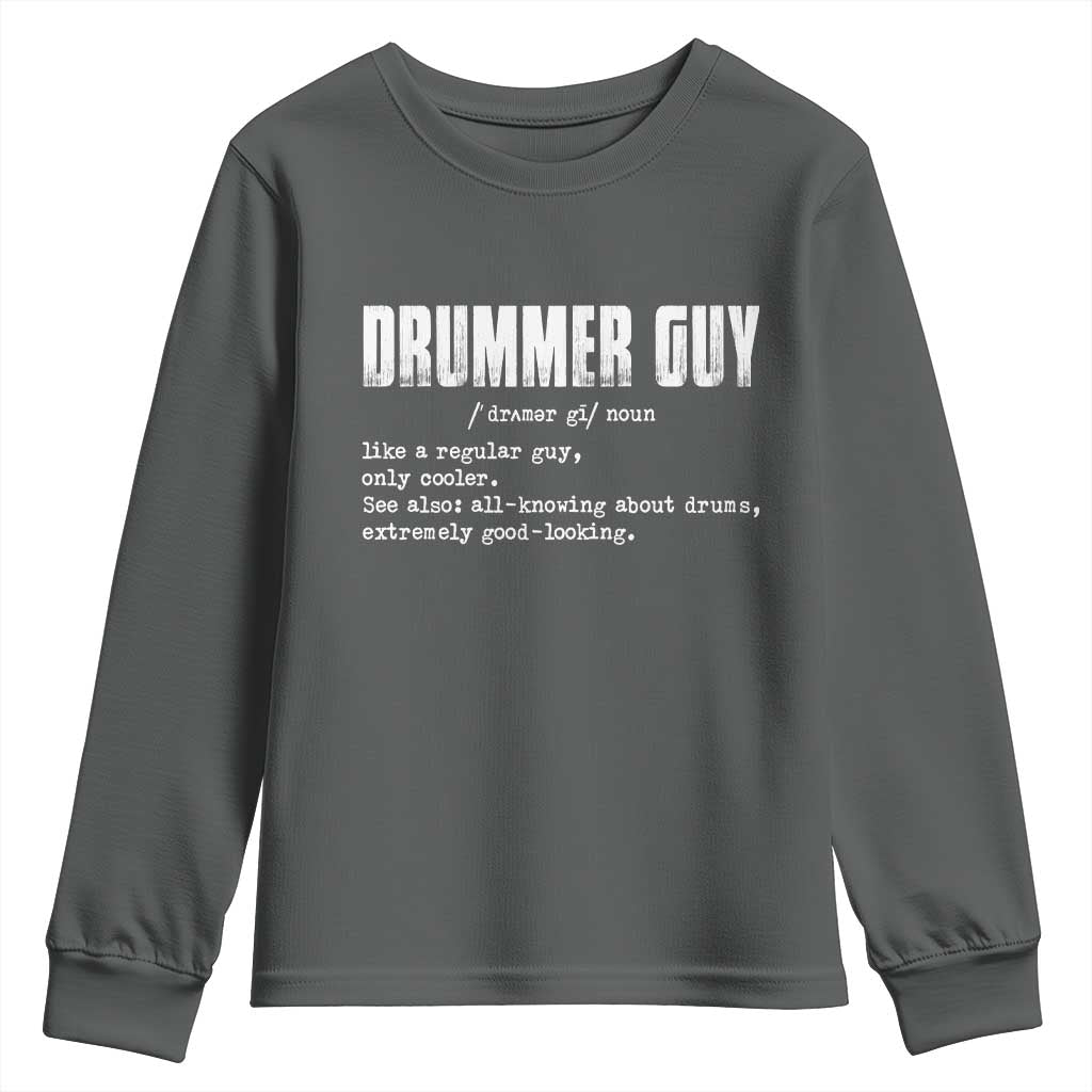 Funny Drummer Guy Youth Sweatshirt Definition Vintage Drums Drumming - Wonder Print Shop