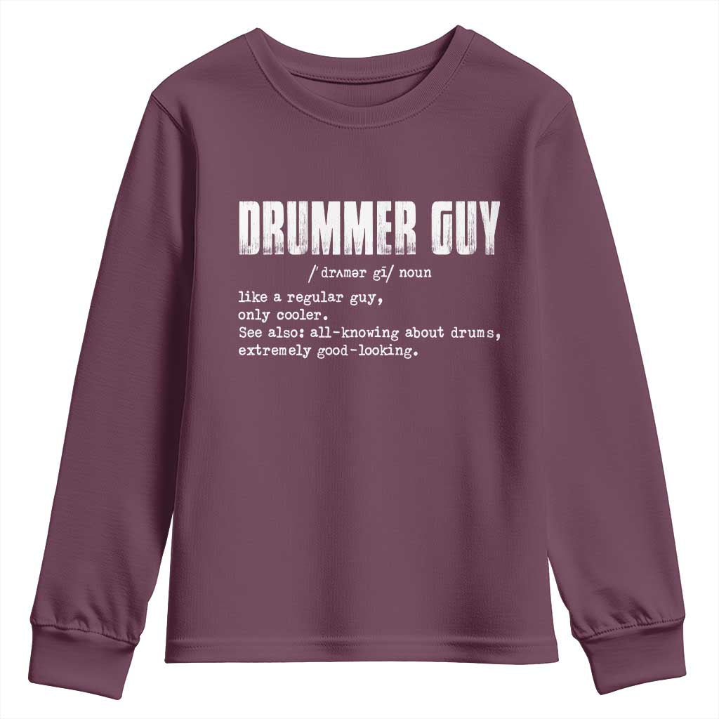 Funny Drummer Guy Youth Sweatshirt Definition Vintage Drums Drumming - Wonder Print Shop