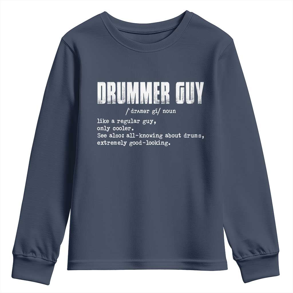 Funny Drummer Guy Youth Sweatshirt Definition Vintage Drums Drumming - Wonder Print Shop