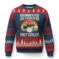 Funny Drummer Kid Ugly Christmas Sweater Like A Regular Kid But Cooler Boys Girls Kids - Wonder Print Shop