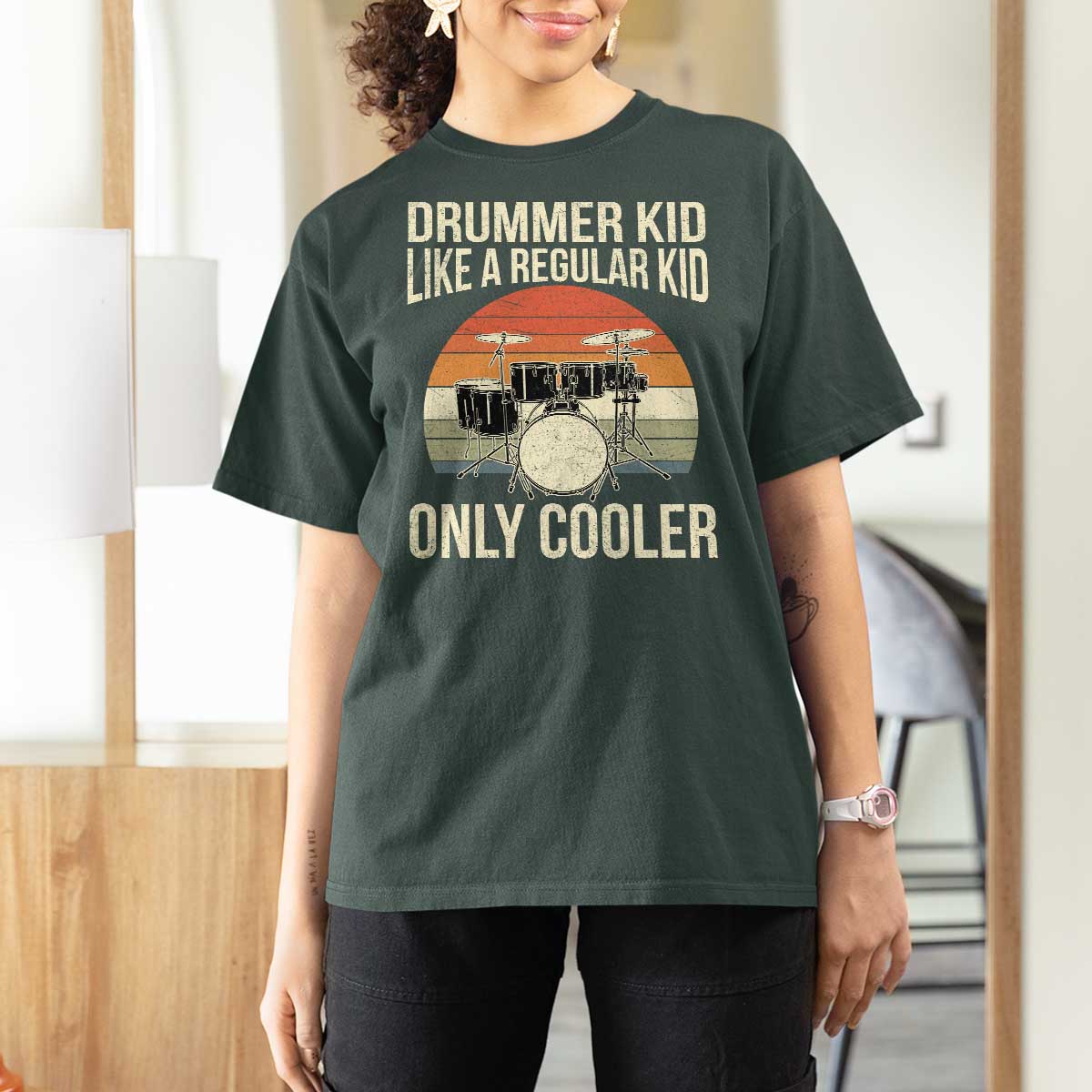 Funny Drummer Kid T Shirt For Women Like A Regular Kid But Cooler Boys Girls Kids - Wonder Print Shop