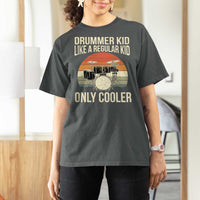 Funny Drummer Kid T Shirt For Women Like A Regular Kid But Cooler Boys Girls Kids - Wonder Print Shop