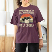 Funny Drummer Kid T Shirt For Women Like A Regular Kid But Cooler Boys Girls Kids - Wonder Print Shop