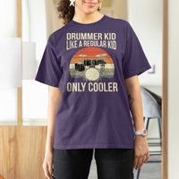 Funny Drummer Kid T Shirt For Women Like A Regular Kid But Cooler Boys Girls Kids - Wonder Print Shop