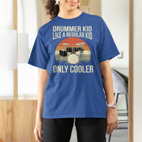 Funny Drummer Kid T Shirt For Women Like A Regular Kid But Cooler Boys Girls Kids - Wonder Print Shop