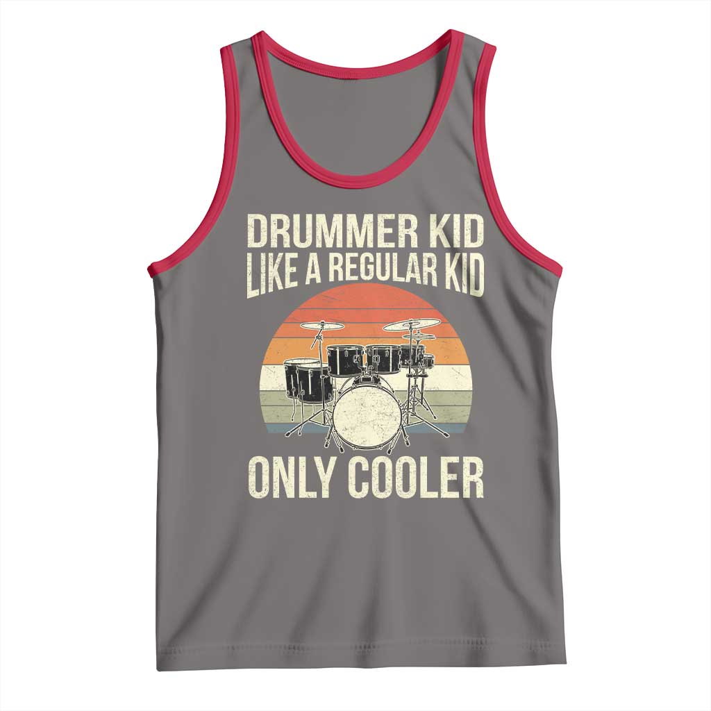 Funny Drummer Kid Tank Top Like A Regular Kid But Cooler Boys Girls Kids - Wonder Print Shop