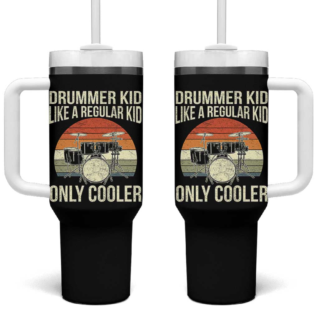 Funny Drummer Kid Tumbler With Handle Like A Regular Kid But Cooler Boys Girls Kids - undefined