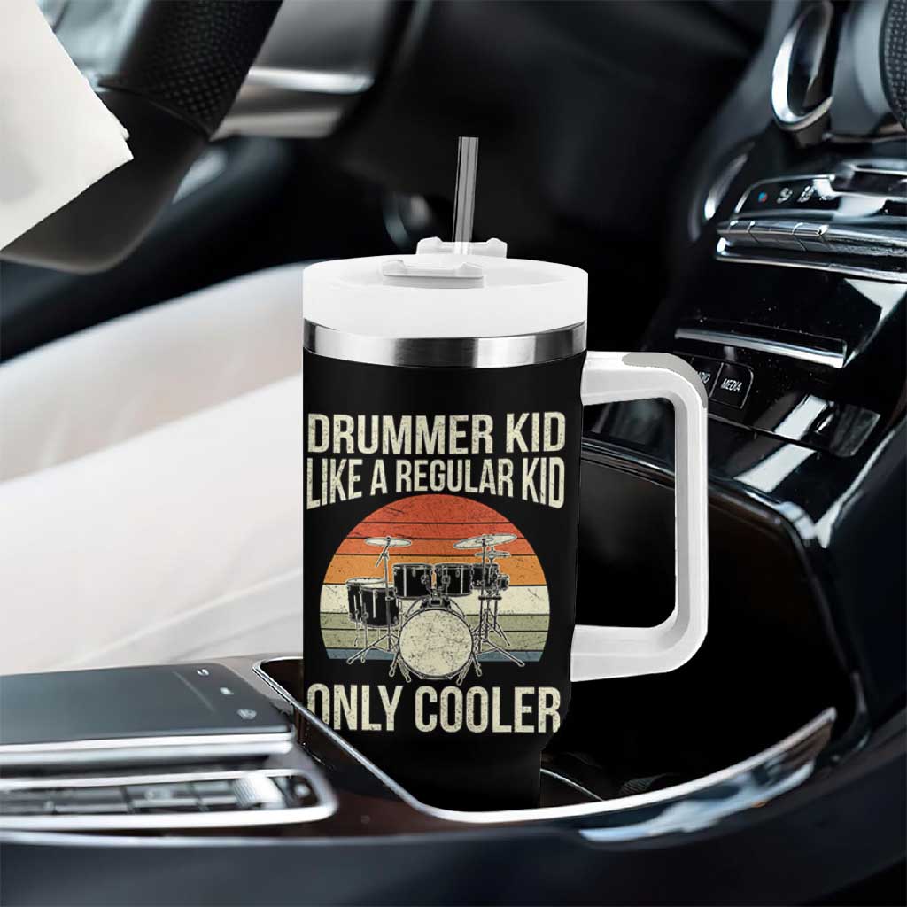 Funny Drummer Kid Tumbler With Handle Like A Regular Kid But Cooler Boys Girls Kids - undefined