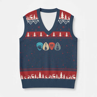 Guitar Pick V-Neck Knit Sweater Vest Retro Music Instrument - Wonder Print Shop