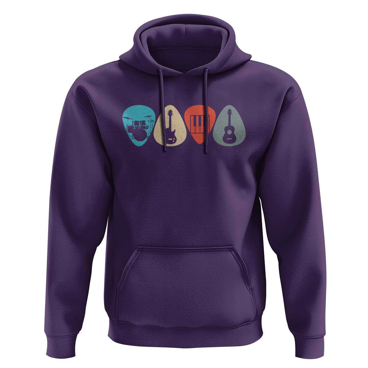 Guitar Pick Hoodie Retro Music Instrument - Wonder Print Shop